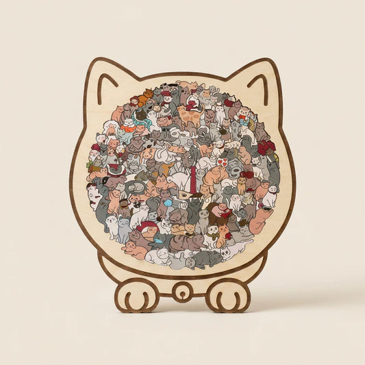 135-Piece Animal Shaped Wooden Jigsaw Puzzle for Adults, Cute Pet & Wildlife Lovers Decorative Home Decor, Cat Dog Bear Wood Puzzle, Unique Gift for Animal Lovers, Stress Relief & Relaxation