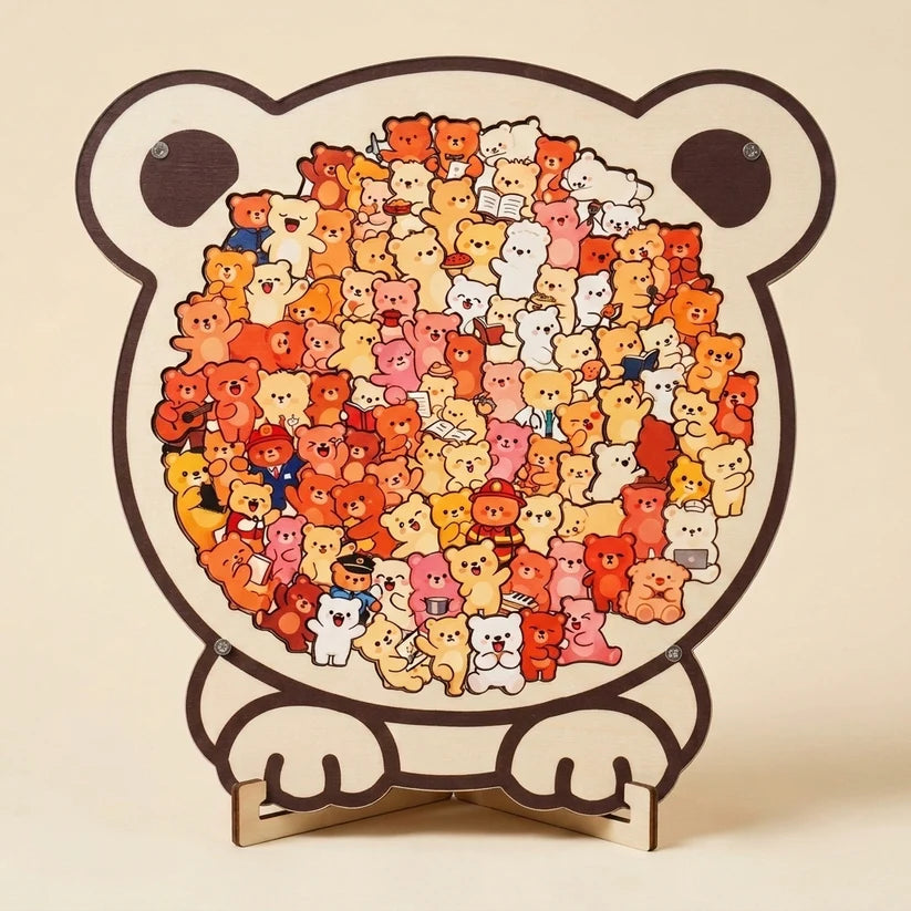 135-Piece Animal Shaped Wooden Jigsaw Puzzle for Adults, Cute Pet & Wildlife Lovers Decorative Home Decor, Cat Dog Bear Wood Puzzle, Unique Gift for Animal Lovers, Stress Relief & Relaxation